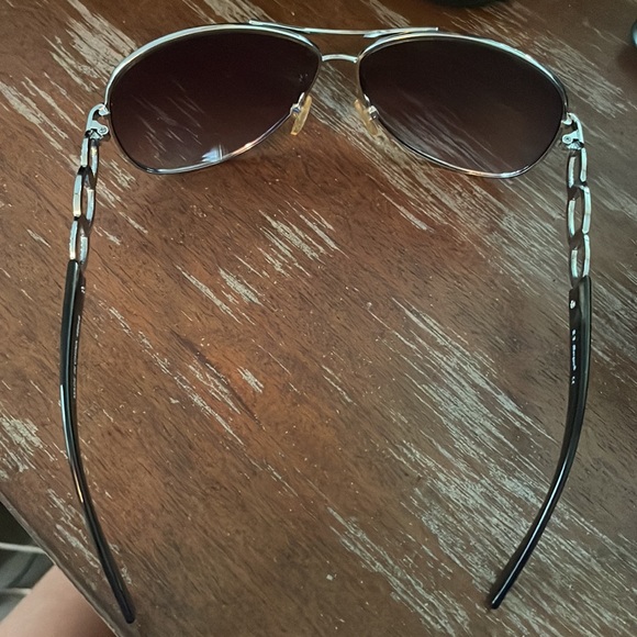 AJ Morgan silver aviator style sunglasses 3 oval pattern on arm with solid brown - Picture 14 of 16